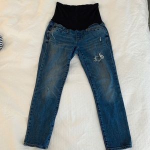 GAP Maternity Full Panel Distressed Jeans